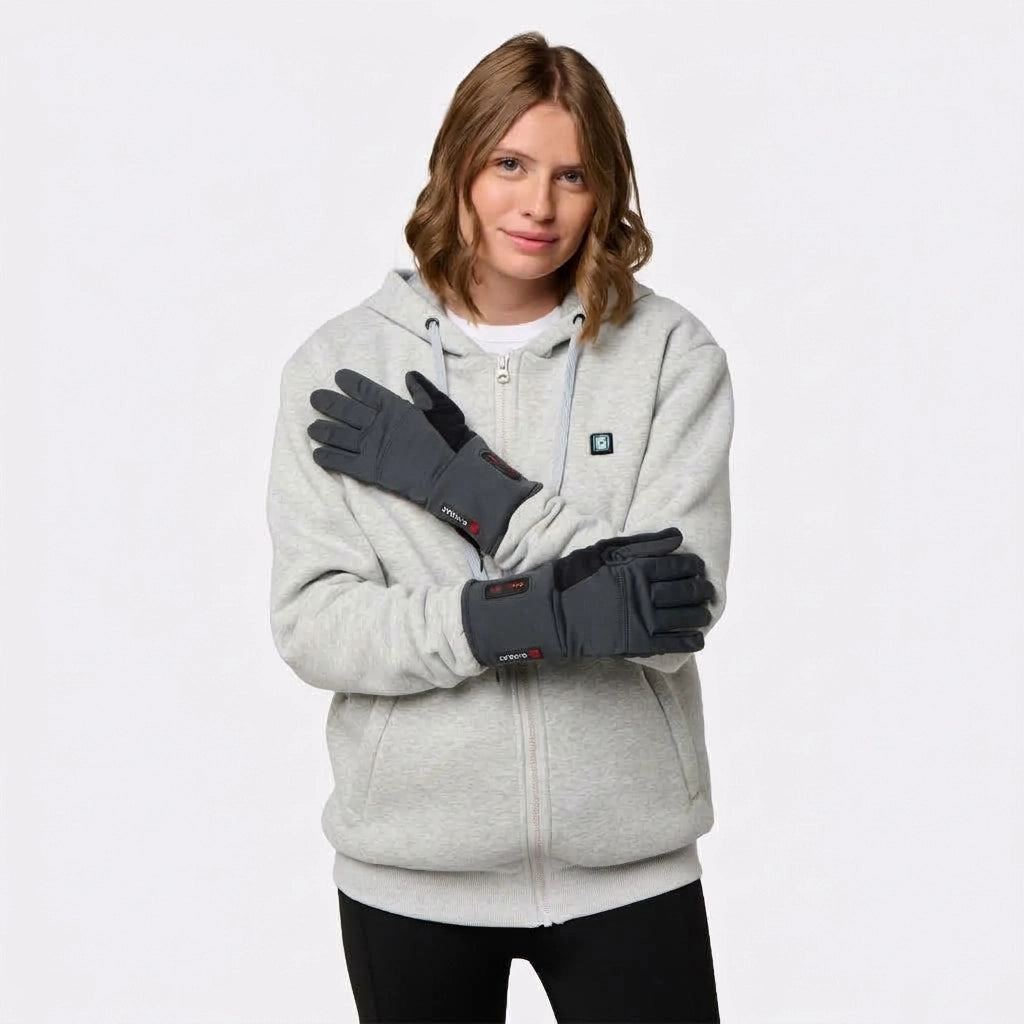 Gants fins anthracite chauffants