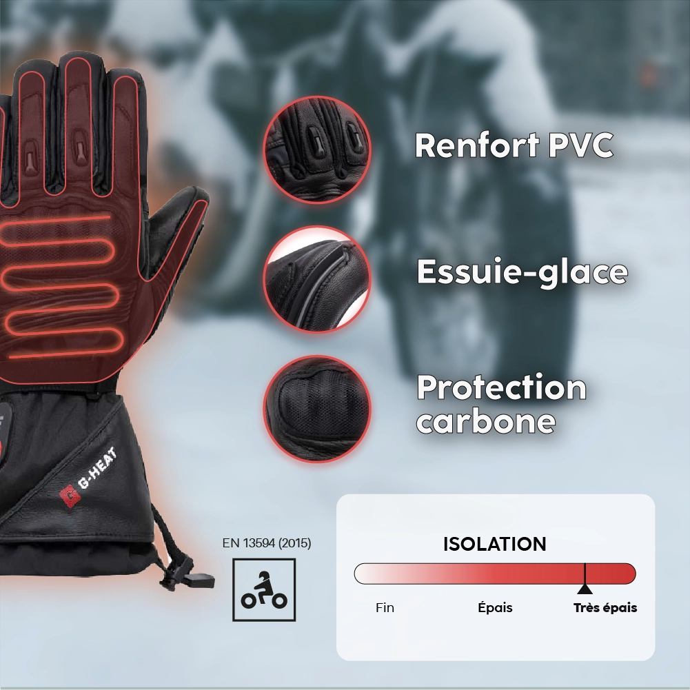 Gants chauffants moto ALLROADS+ atouts produit
