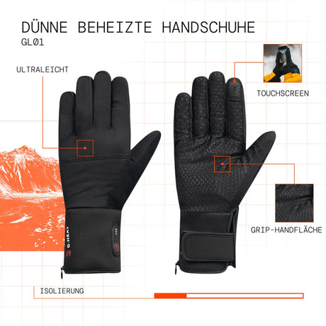 Gants fins chauffants visuel atout de