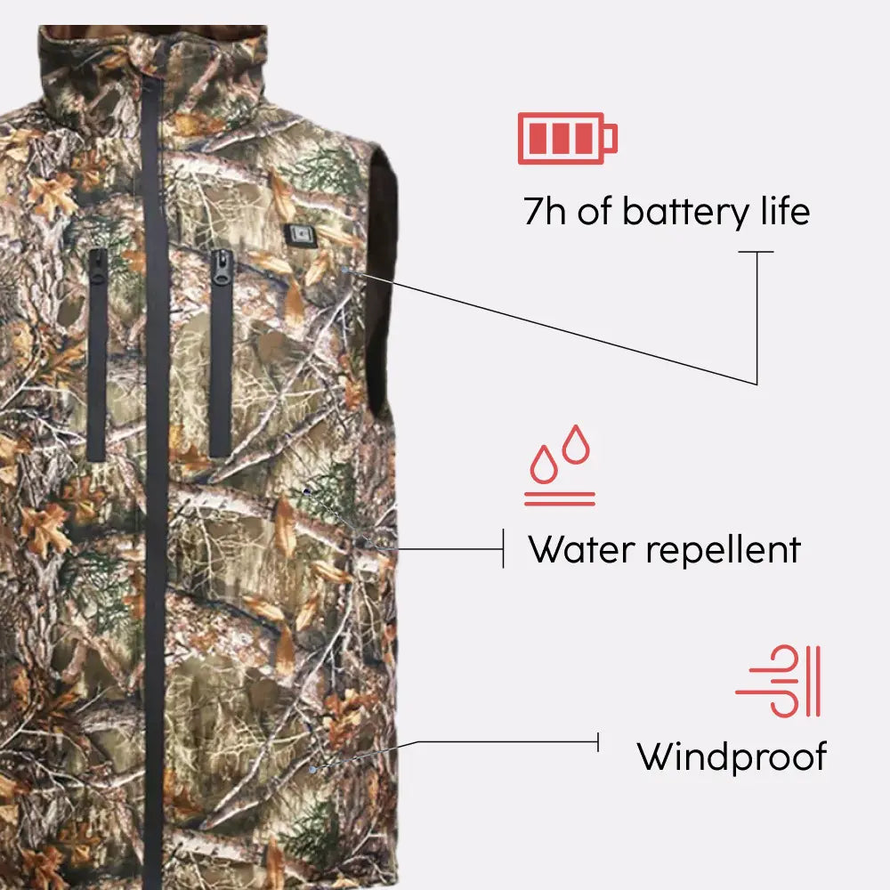 Veste chauffante sans manche de chasse atouts produit