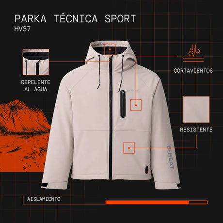 Parka tech sport chauffante visuel atout es