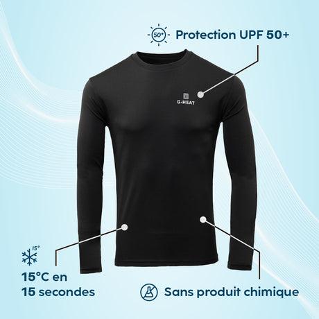 T-shirt manches longues noir rafraîchissant g-heat